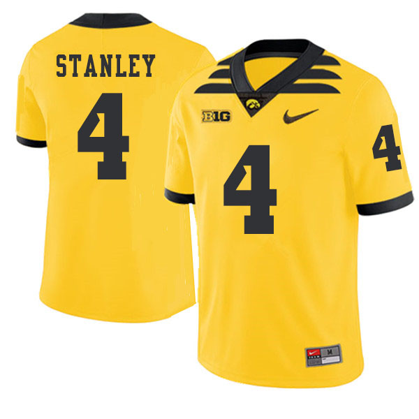 2019 Men #4 Nathan Stanley Iowa Hawkeyes College Football Alternate Jerseys Sale-Gold - Click Image to Close
